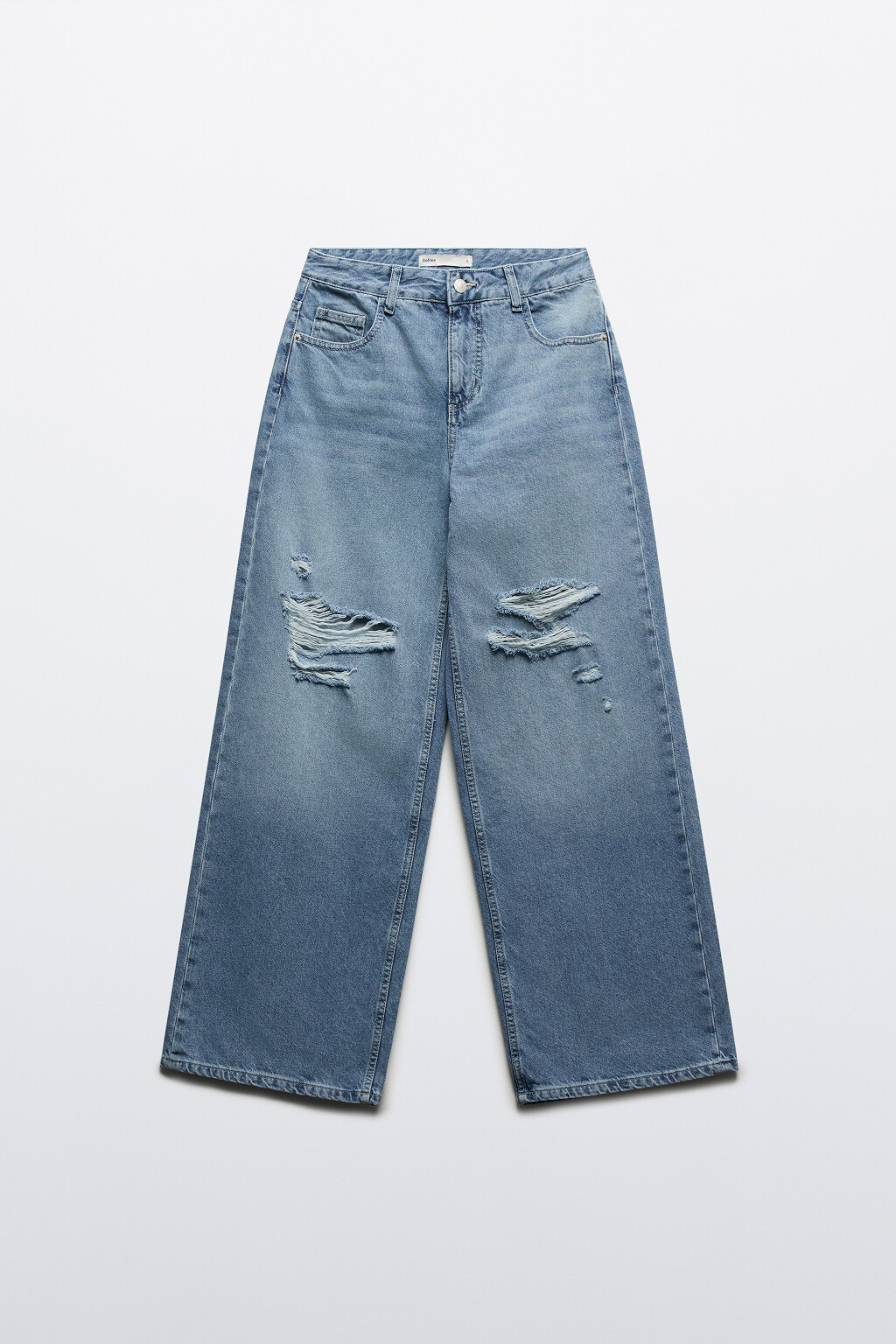 Джинсы baggy fit с рваными коленями - цвет голубой - 7