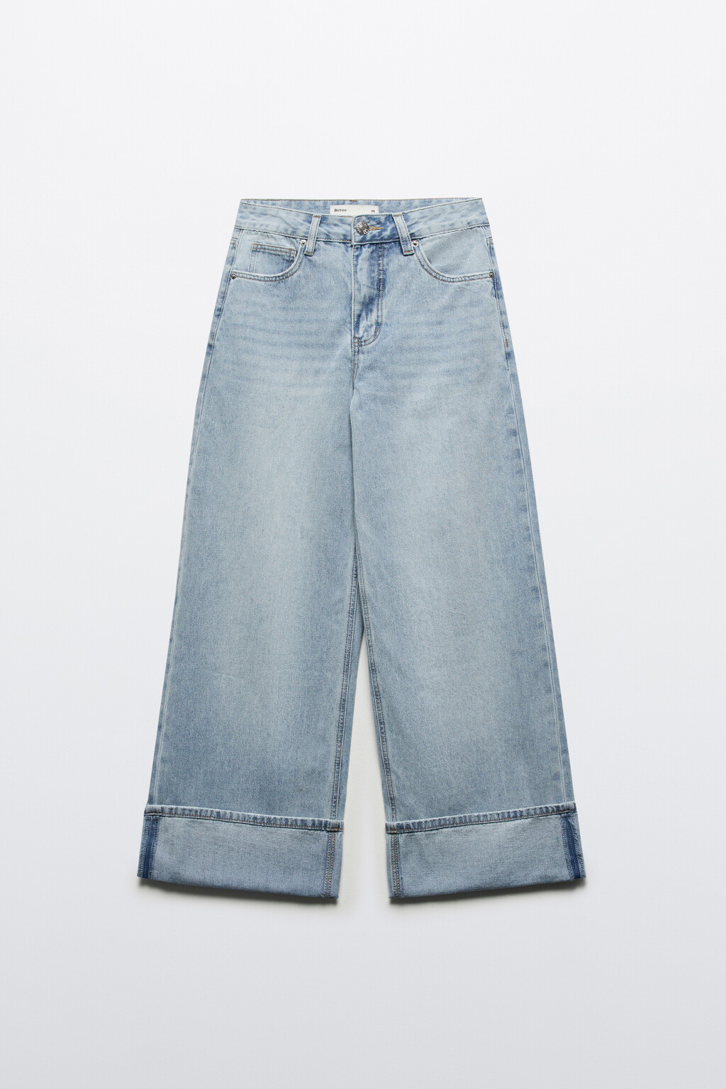 Джинсы wide leg широкие с подворотами - цвет голубой - 7