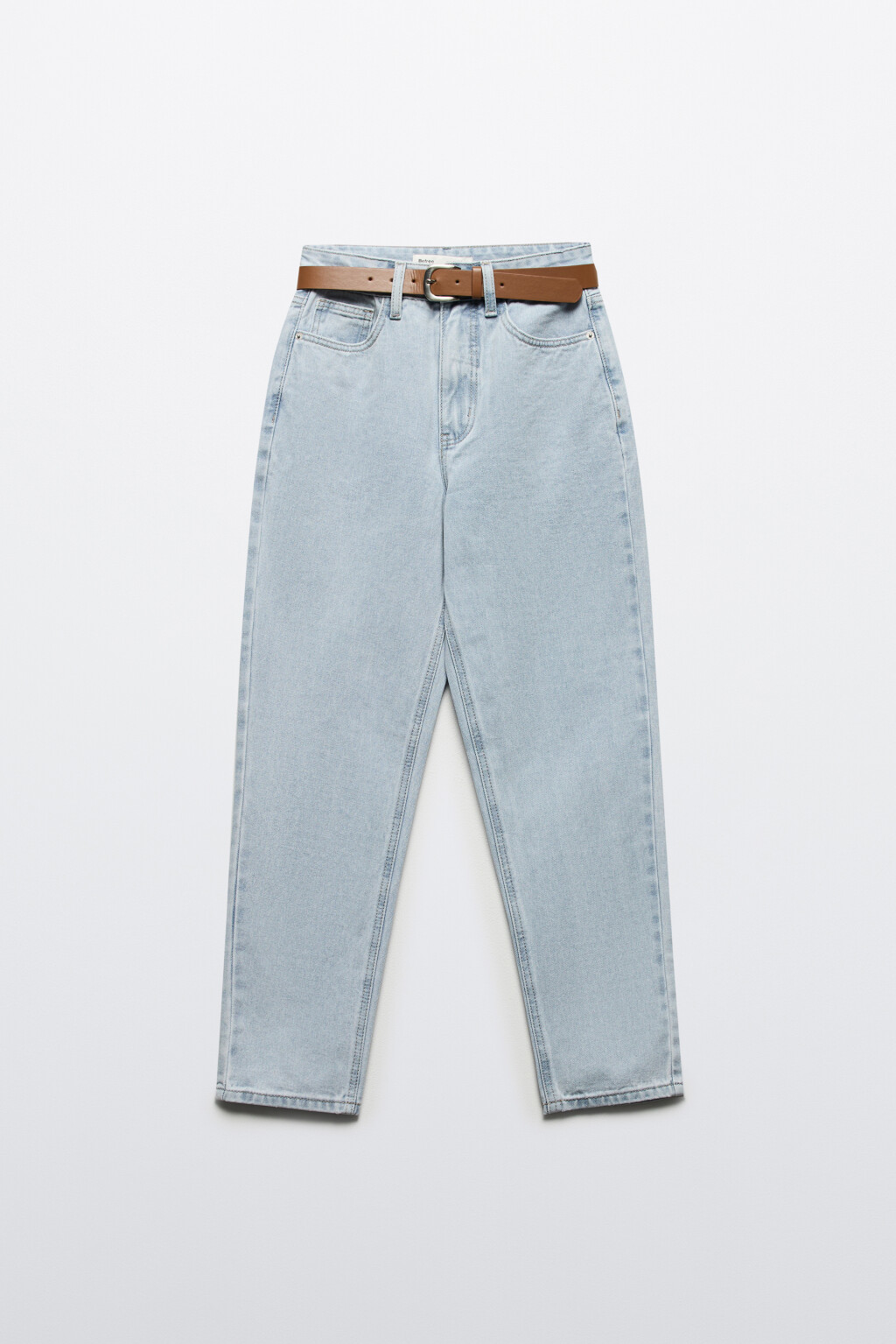 Джинсы mom fit с высокой посадкой и ремнем - цвет голубой - 9