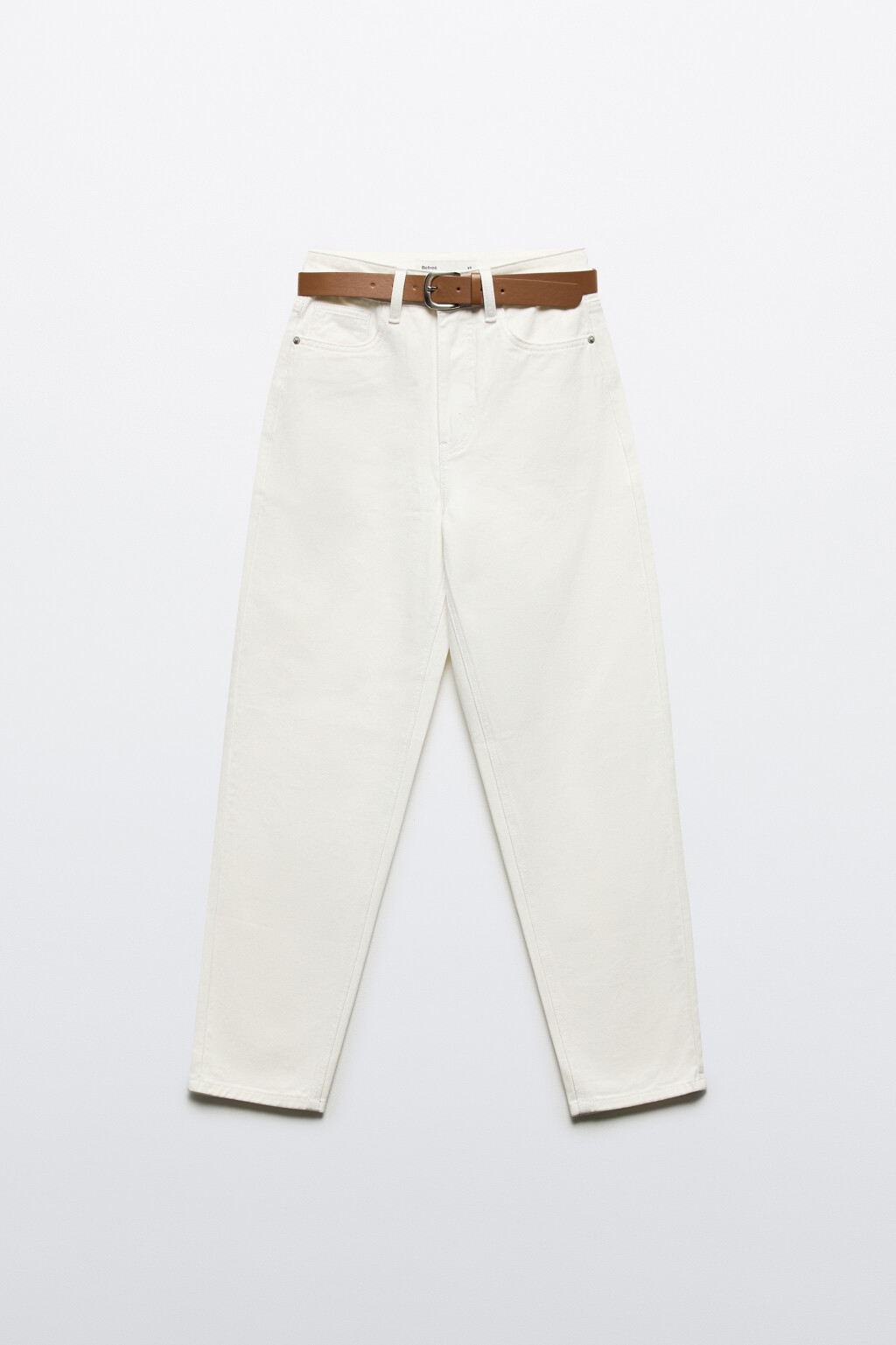 Джинсы mom fit с высокой посадкой и ремнем - цвет белый - 8