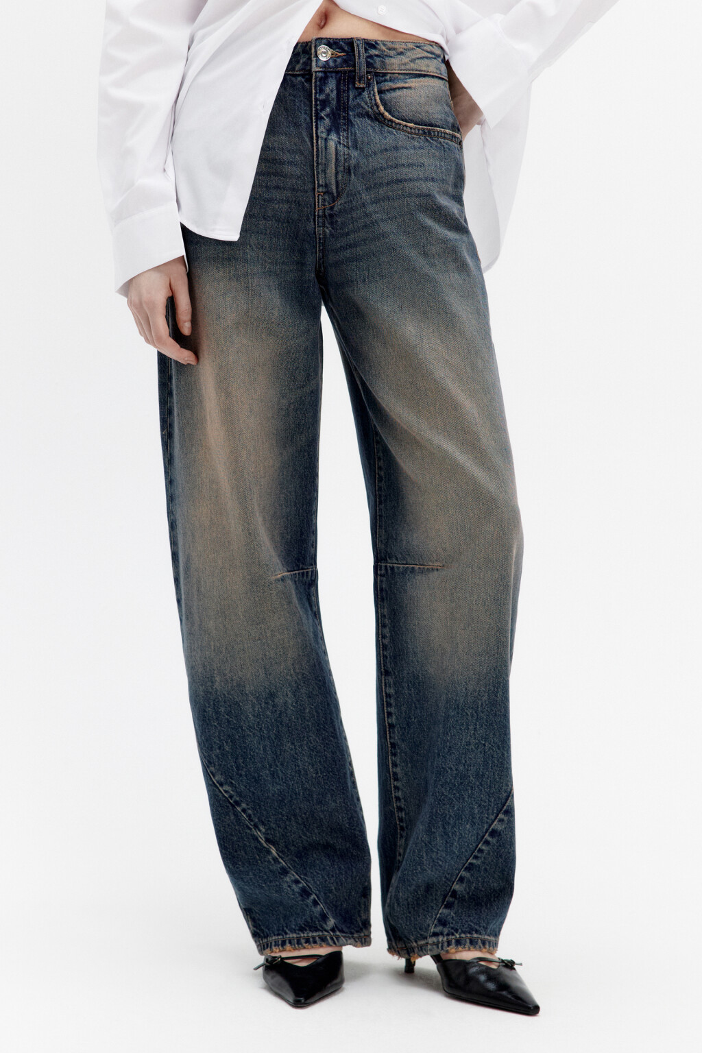 Джинсы barrel fit с высокой посадкой - цвет темный тинт - 2
