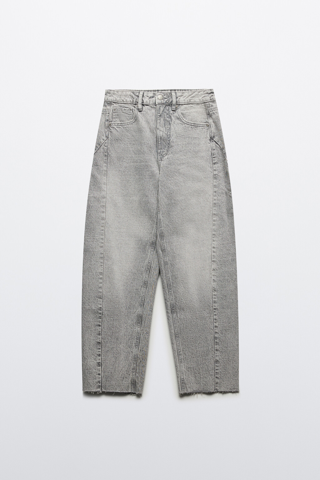 Джинсы barrel fit с открытыми срезами - цвет серый - 7