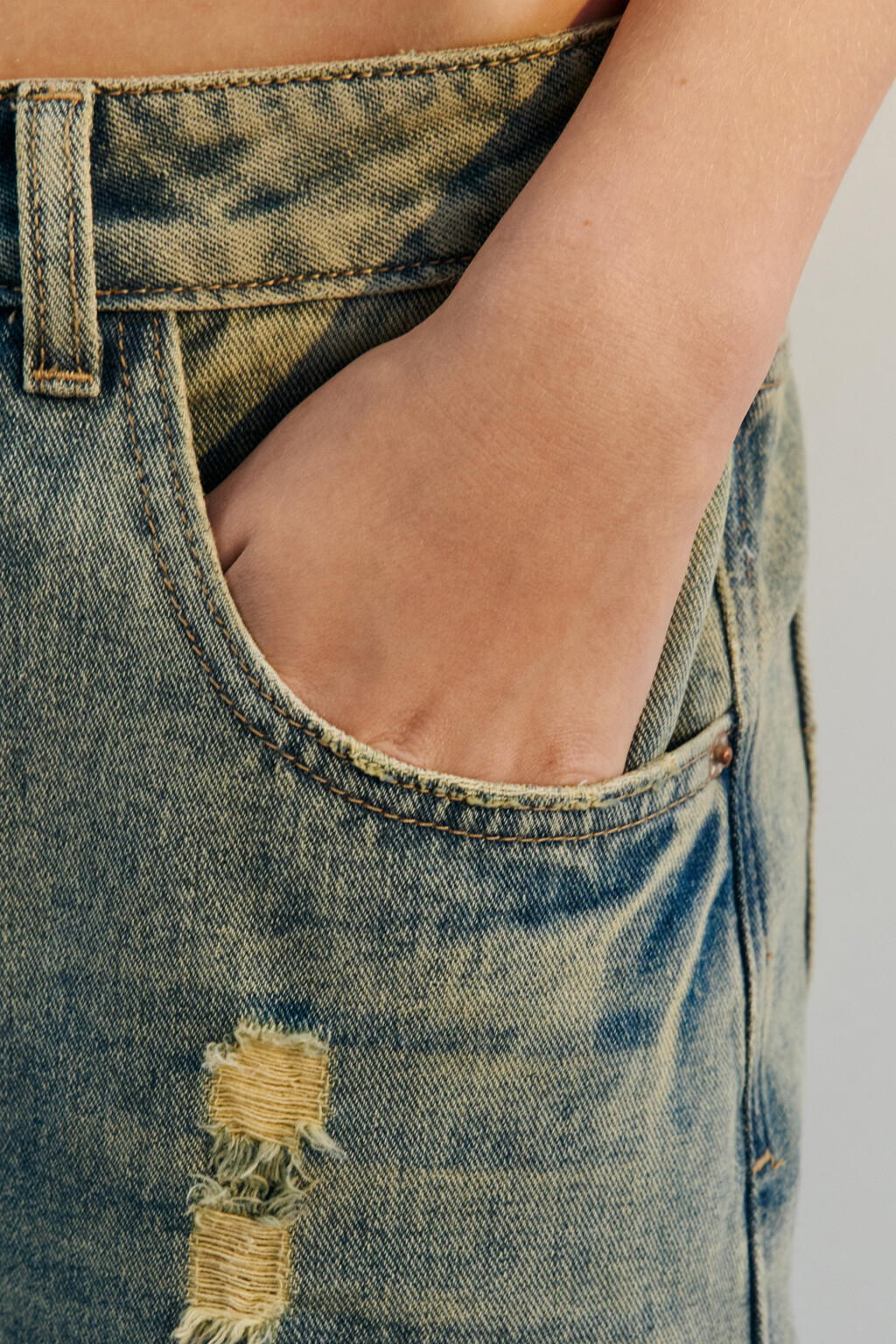 Джинсы baggy fit широкие рваные - цвет темный тинт - 6