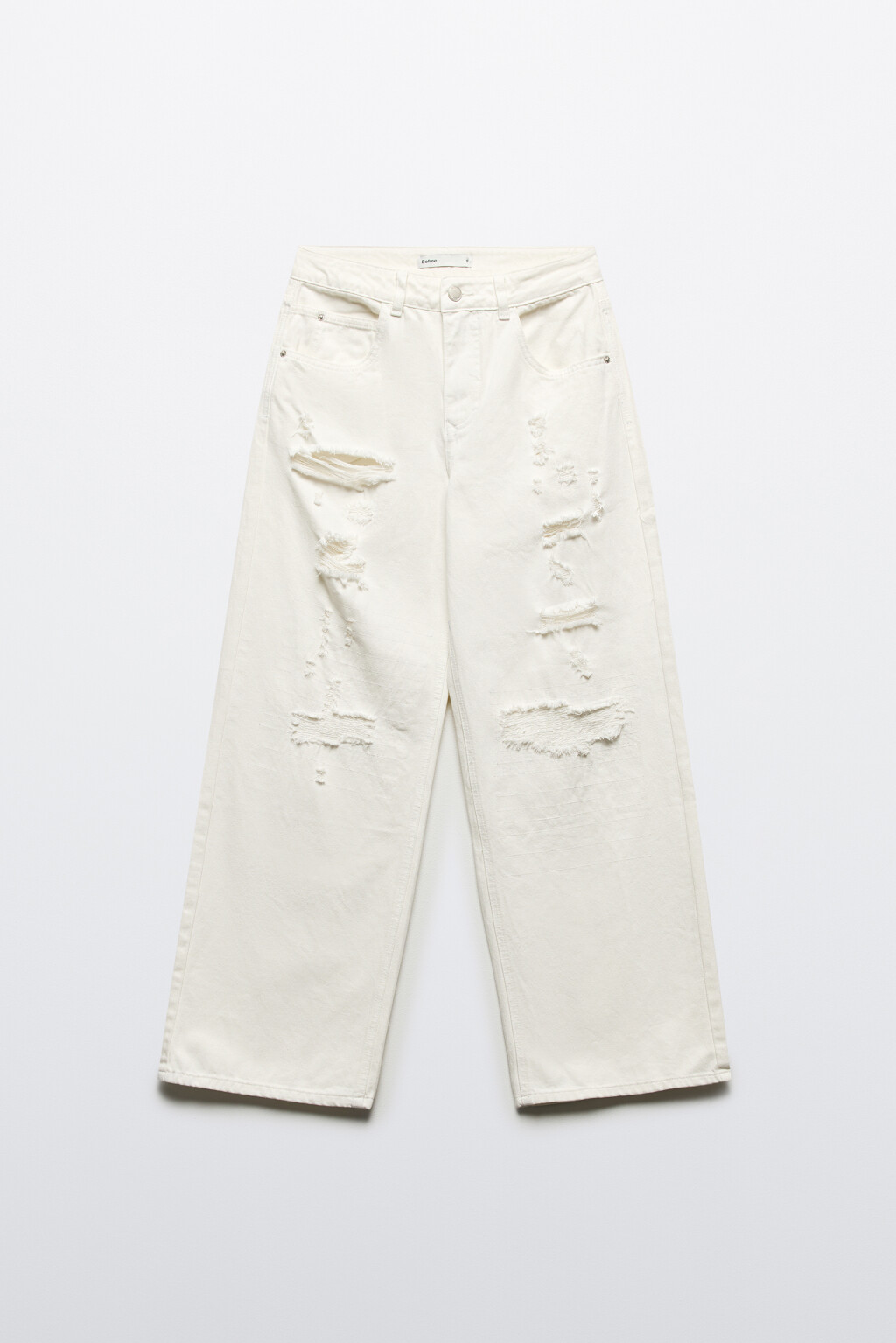 Джинсы baggy fit широкие рваные - цвет белый - 7