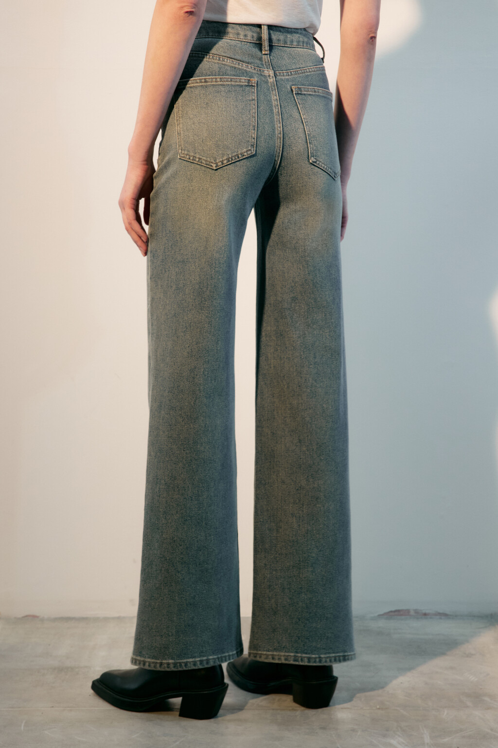 Джинсы широкие с высокой посадкой - цвет темный тинт - 3