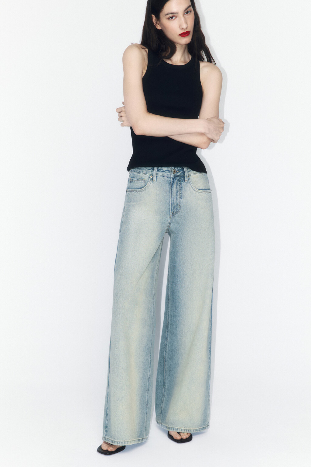 Джинсы широкие со средней посадкой - цвет синий - 8