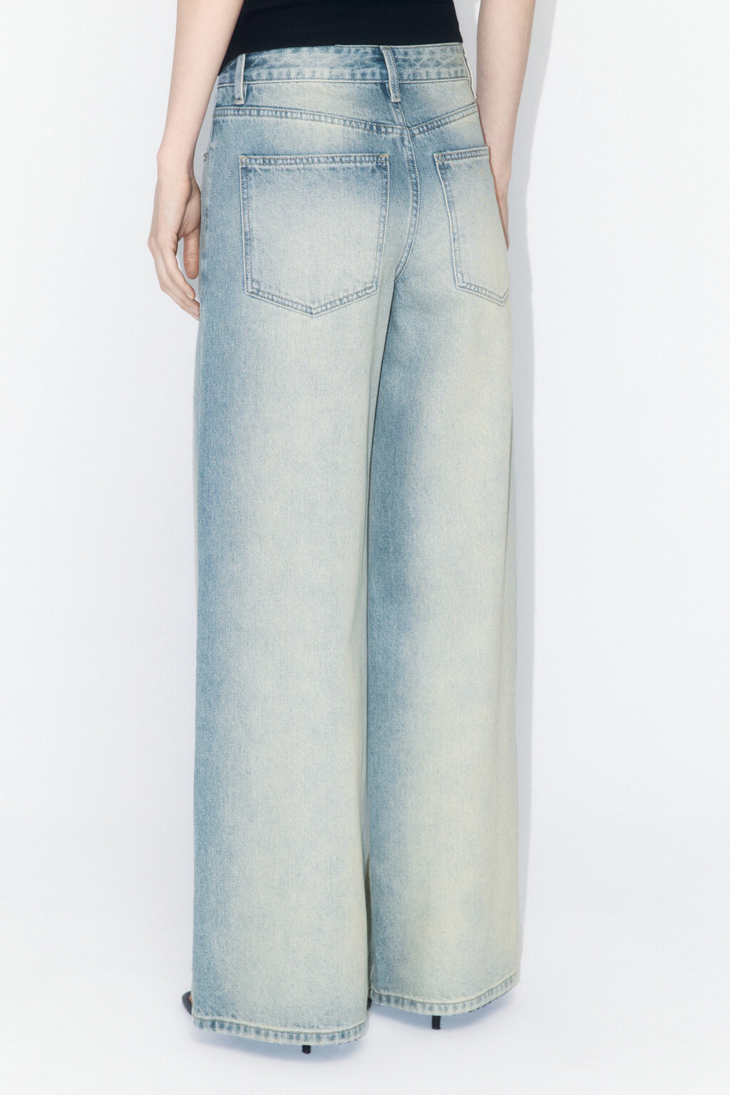 Джинсы широкие со средней посадкой - цвет синий - 3