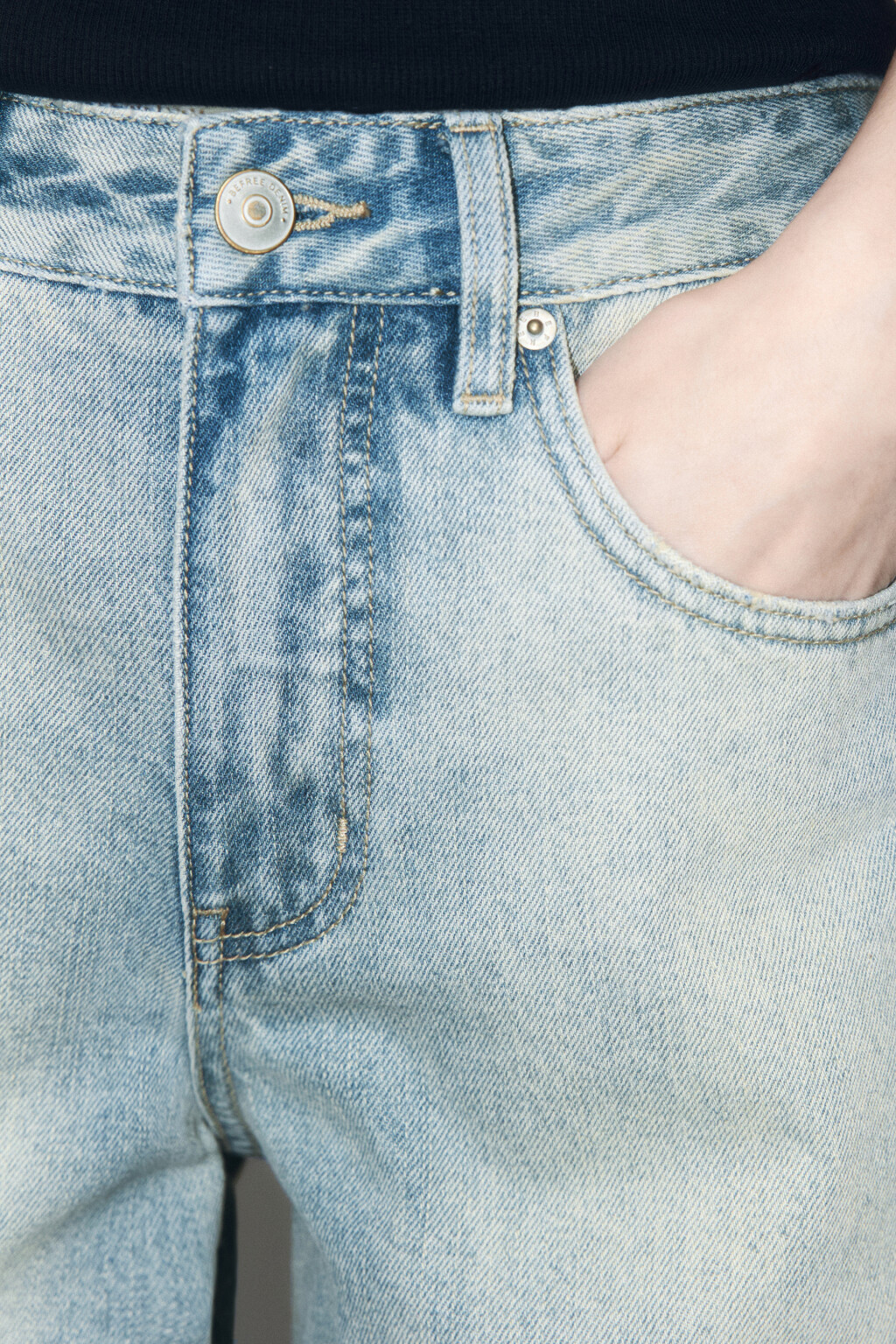 Джинсы широкие со средней посадкой - цвет синий - 7