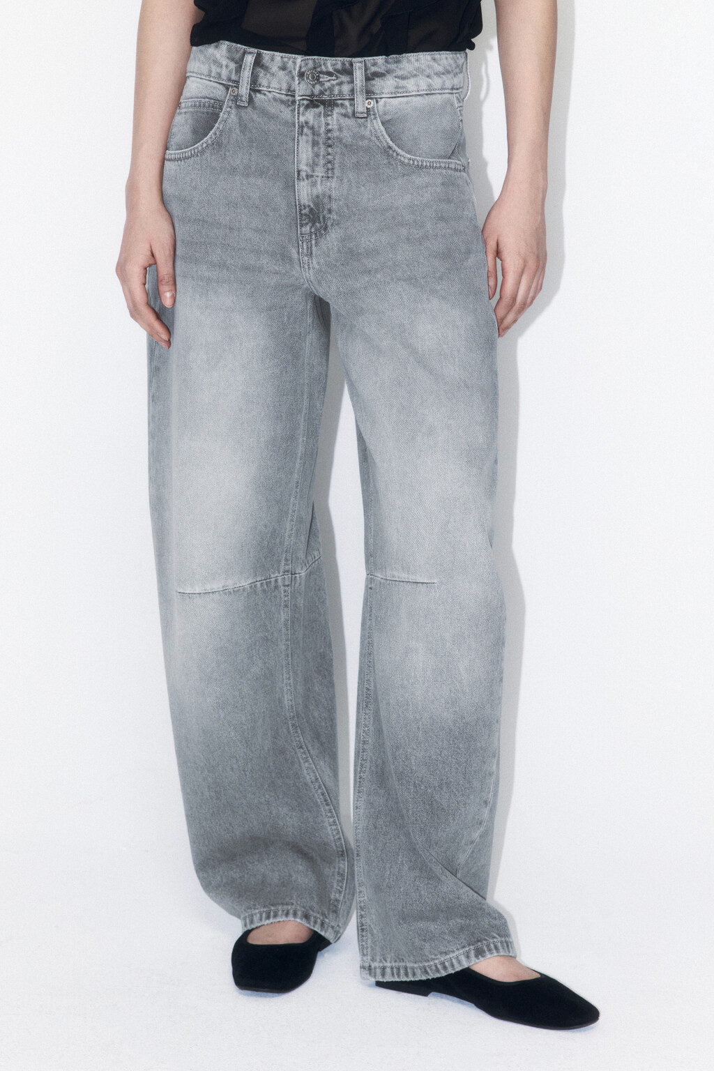 Джинсы barrel fit со средней посадкой - цвет серый - 3