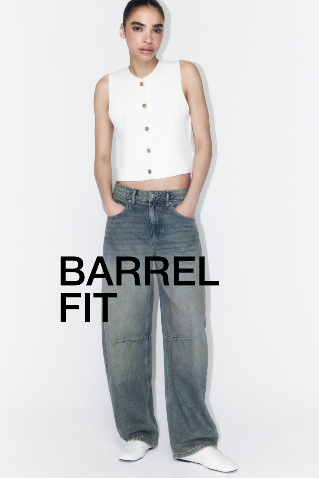Джинсы barrel fit со средней посадкой - цвет темный тинт - 1