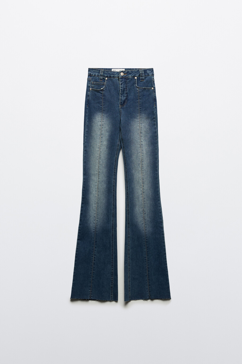Джинсы flare расклешенные с открытыми срезами - цвет голубой - 8