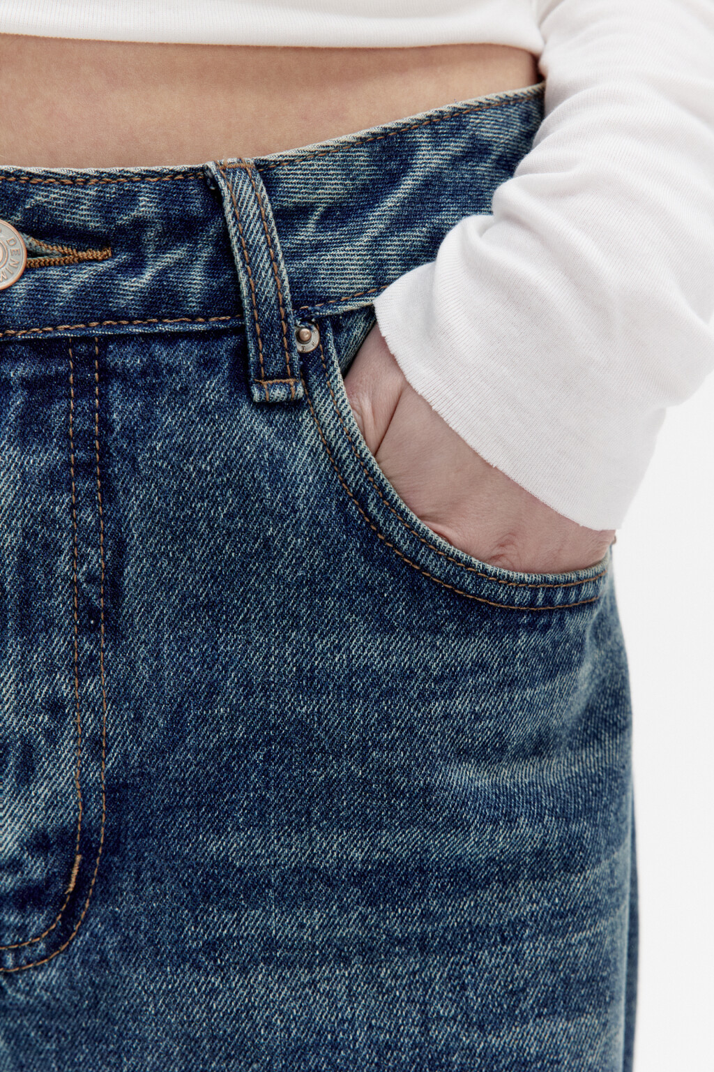 Джинсы baggy fit с тинтованным окрашиванием - цвет синий - 6