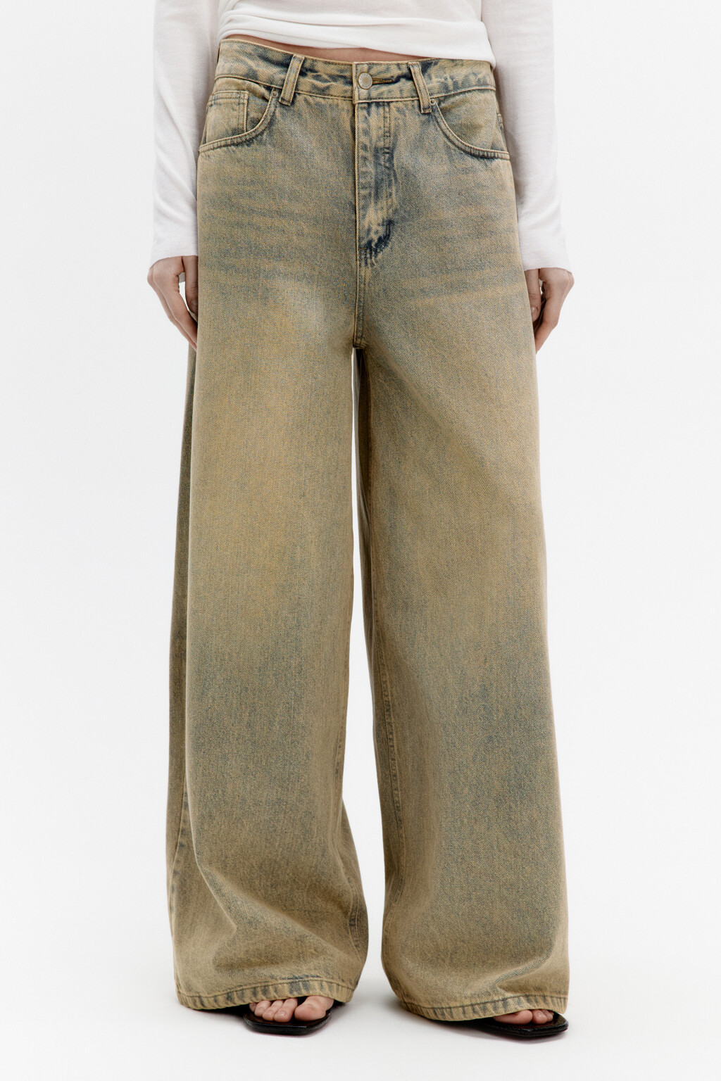 Джинсы baggy fit с тинтованным окрашиванием - цвет синий - 2