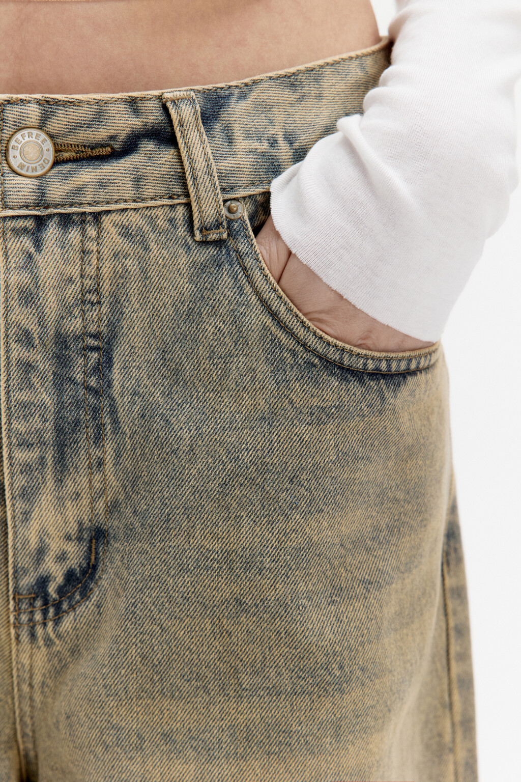 Джинсы baggy fit с тинтованным окрашиванием - цвет синий - 6