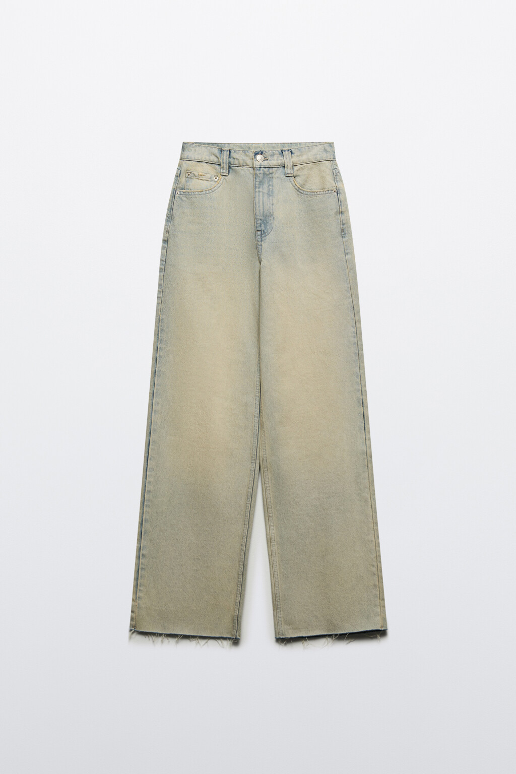 Джинсы широкие с открытыми срезами - цвет бежевый - 7