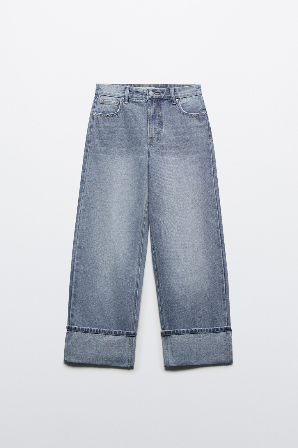 Джинсы прямые с широкими подворотами - цвет голубой - 7