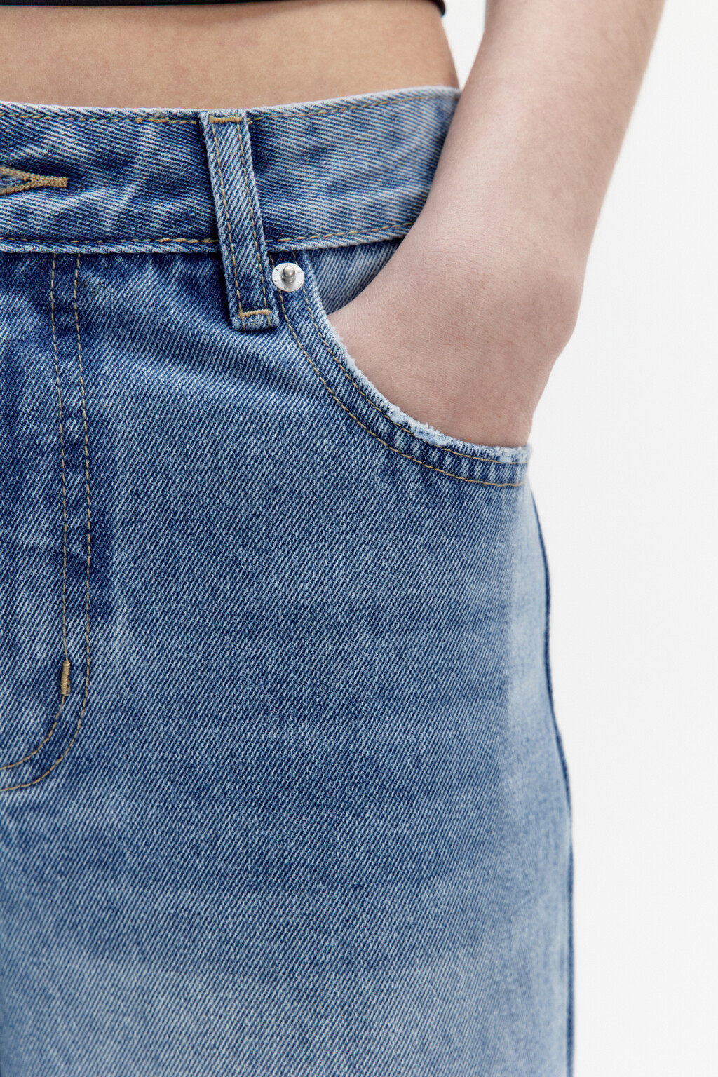 Джинсы прямые с широкими подворотами - цвет голубой - 6