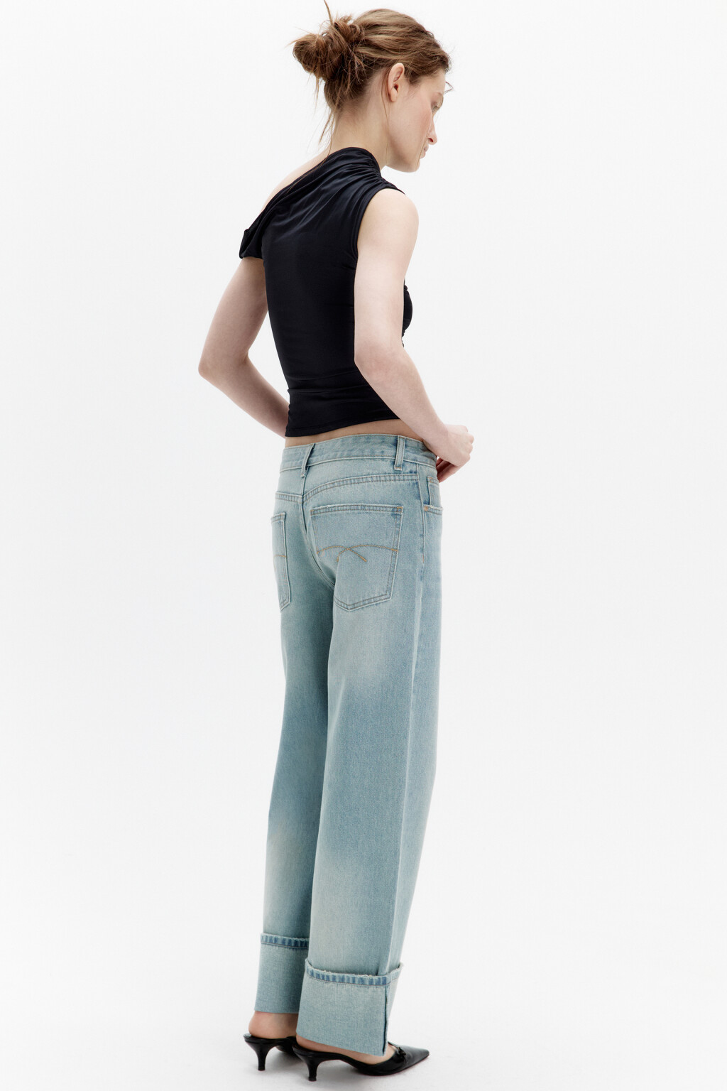 Джинсы прямые с широкими подворотами - цвет синий - 2