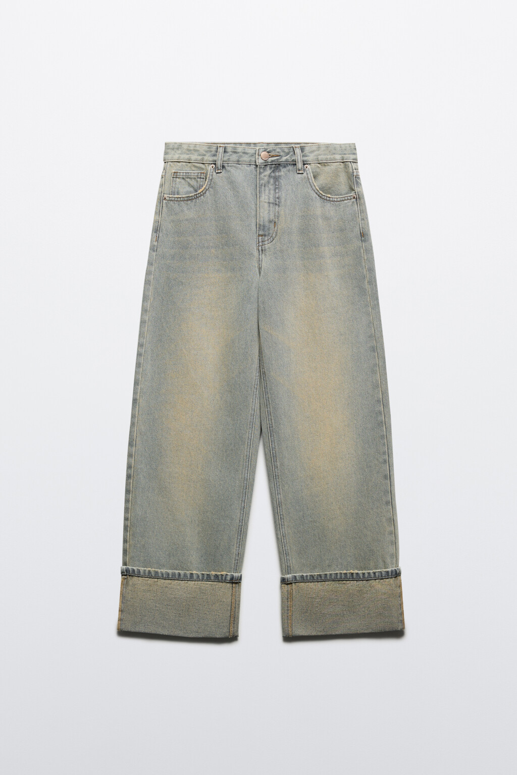 Джинсы прямые с широкими подворотами - цвет темный тинт - 7