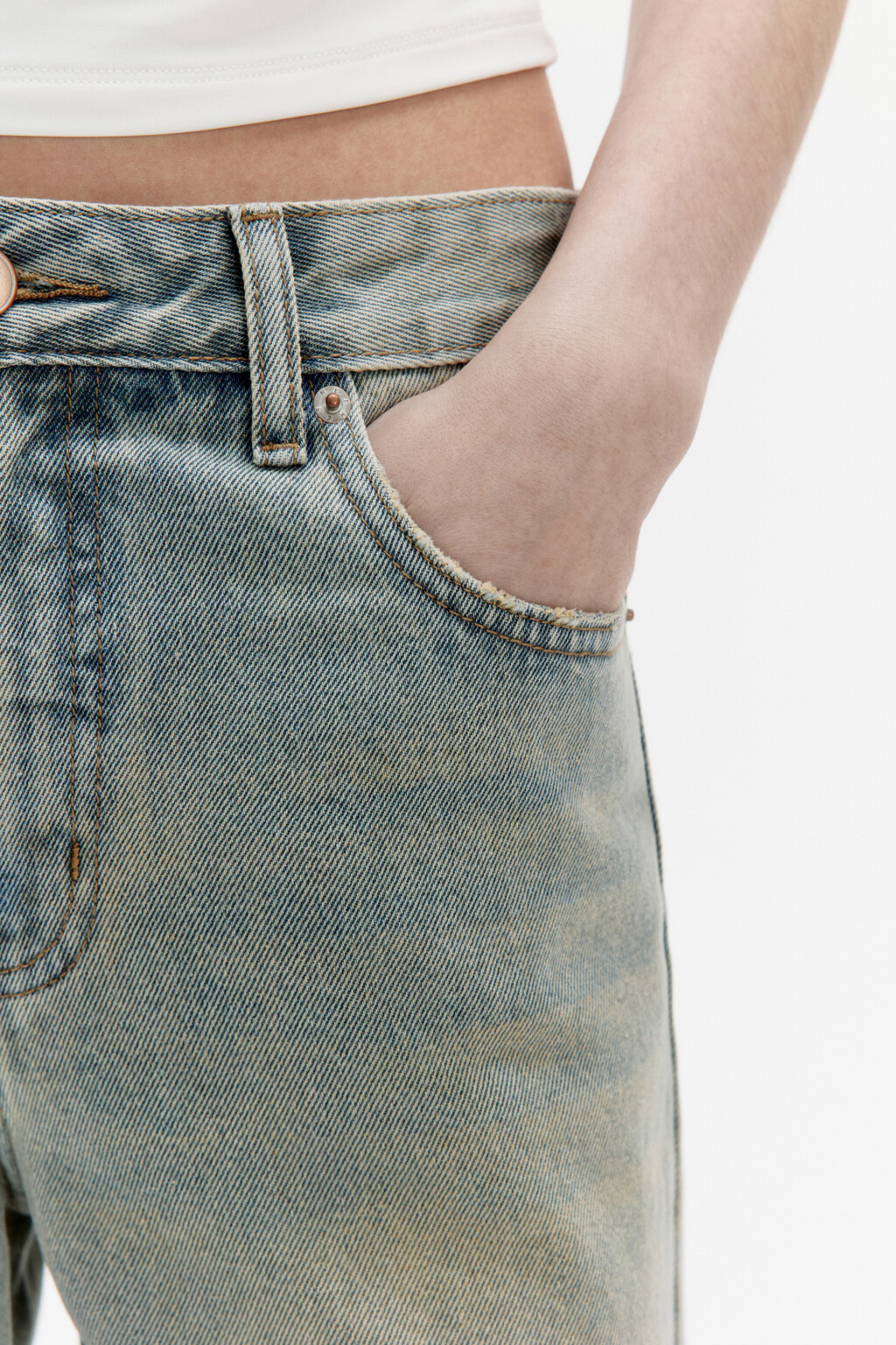 Джинсы прямые с широкими подворотами - цвет темный тинт - 6