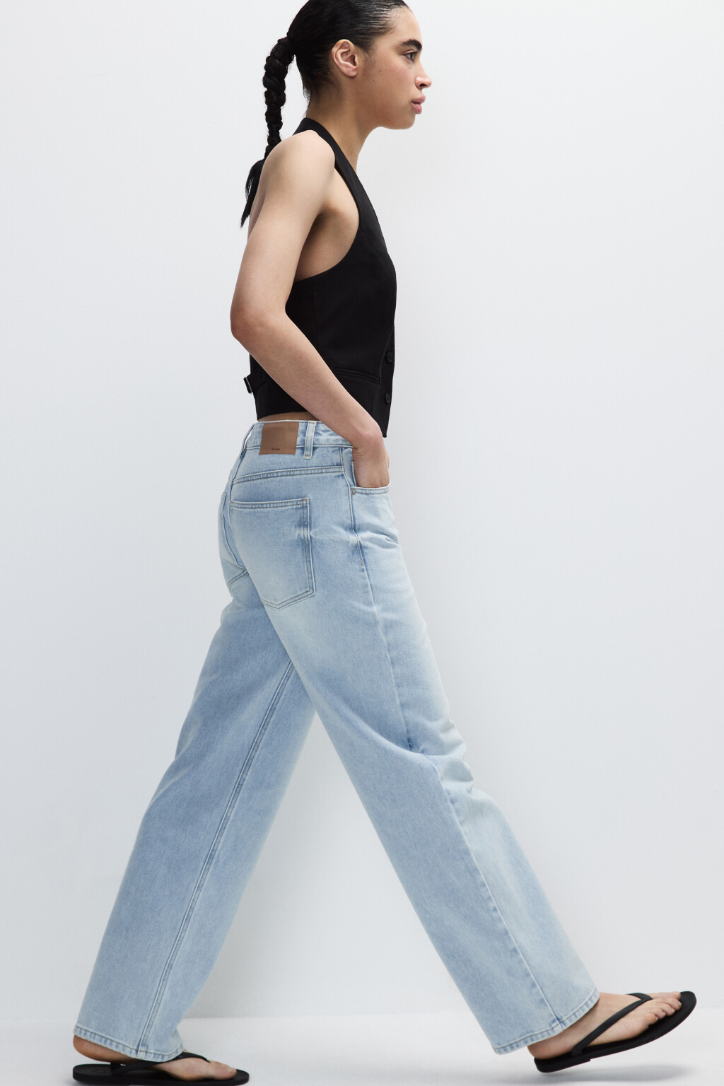Джинсы прямые со средней посадкой - цвет голубой - 2