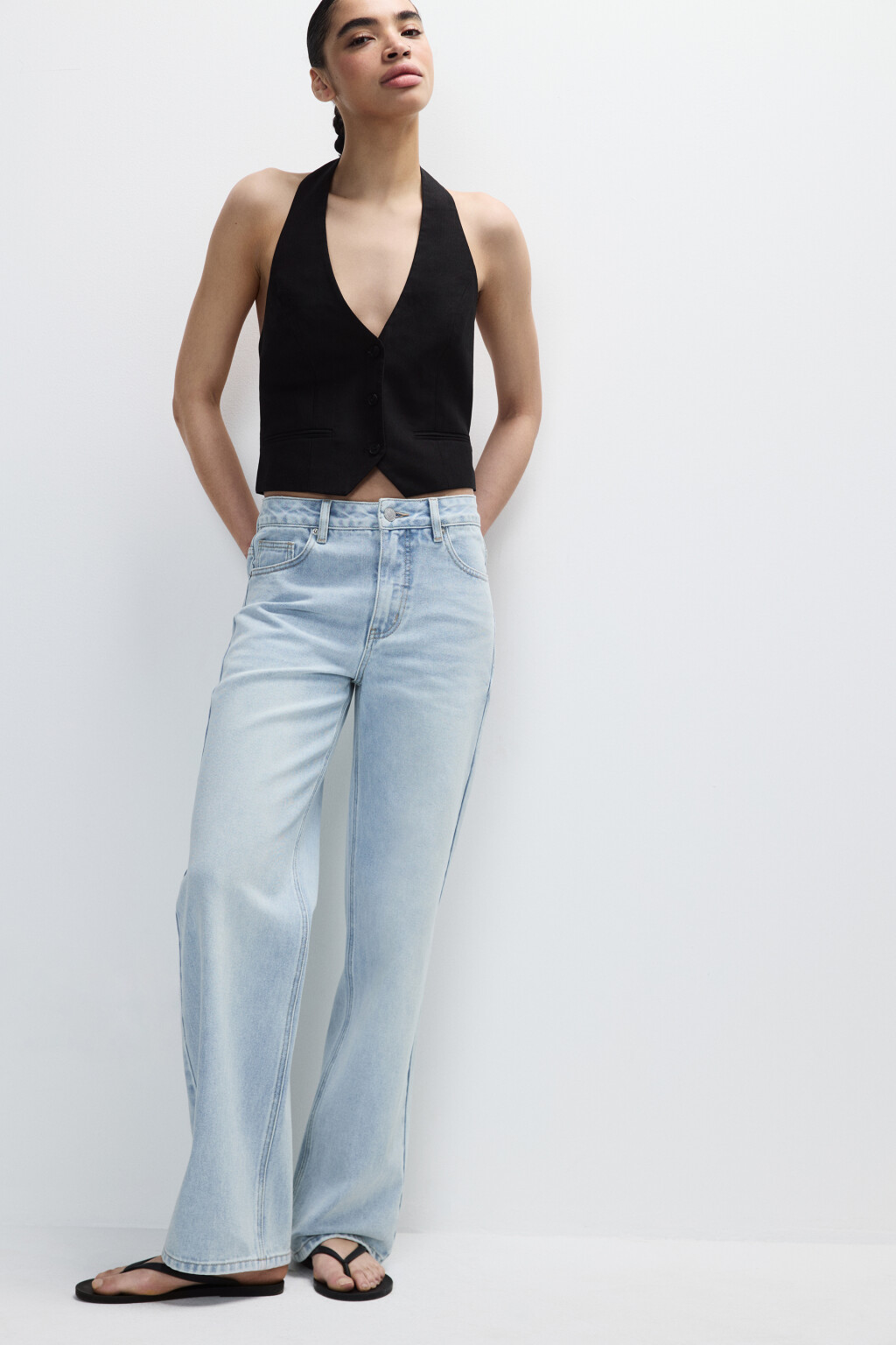 Джинсы прямые со средней посадкой - цвет голубой - 3