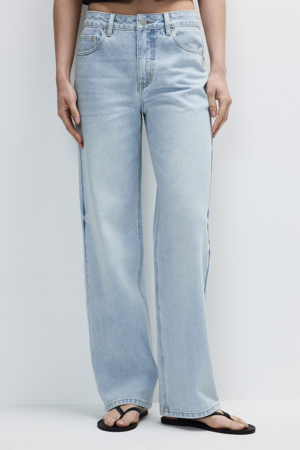 Джинсы прямые со средней посадкой - цвет голубой - 4