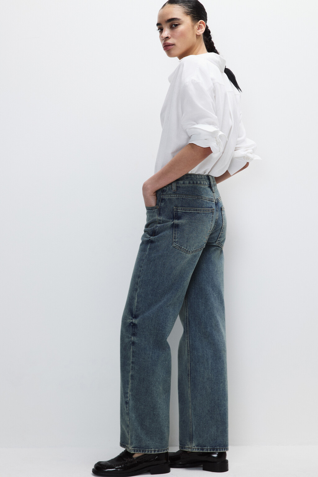 Джинсы прямые со средней посадкой - цвет синий - 1