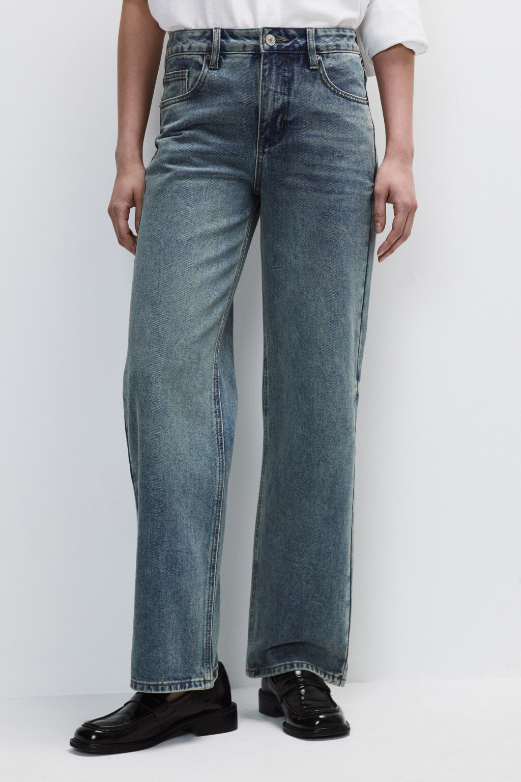 Джинсы прямые со средней посадкой - цвет синий - 2