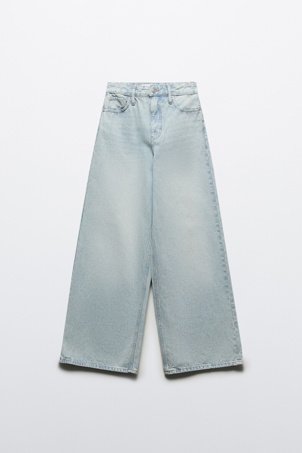 Джинсы широкие с высокой посадкой - цвет голубой - 7