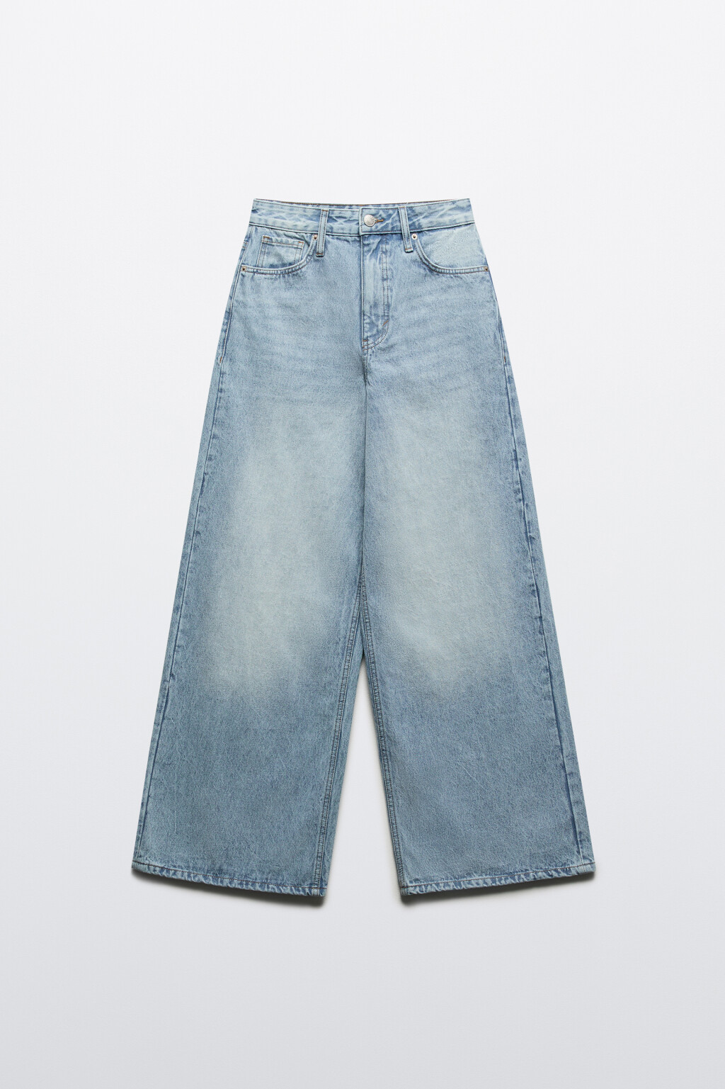 Джинсы широкие с высокой посадкой - цвет голубой - 7