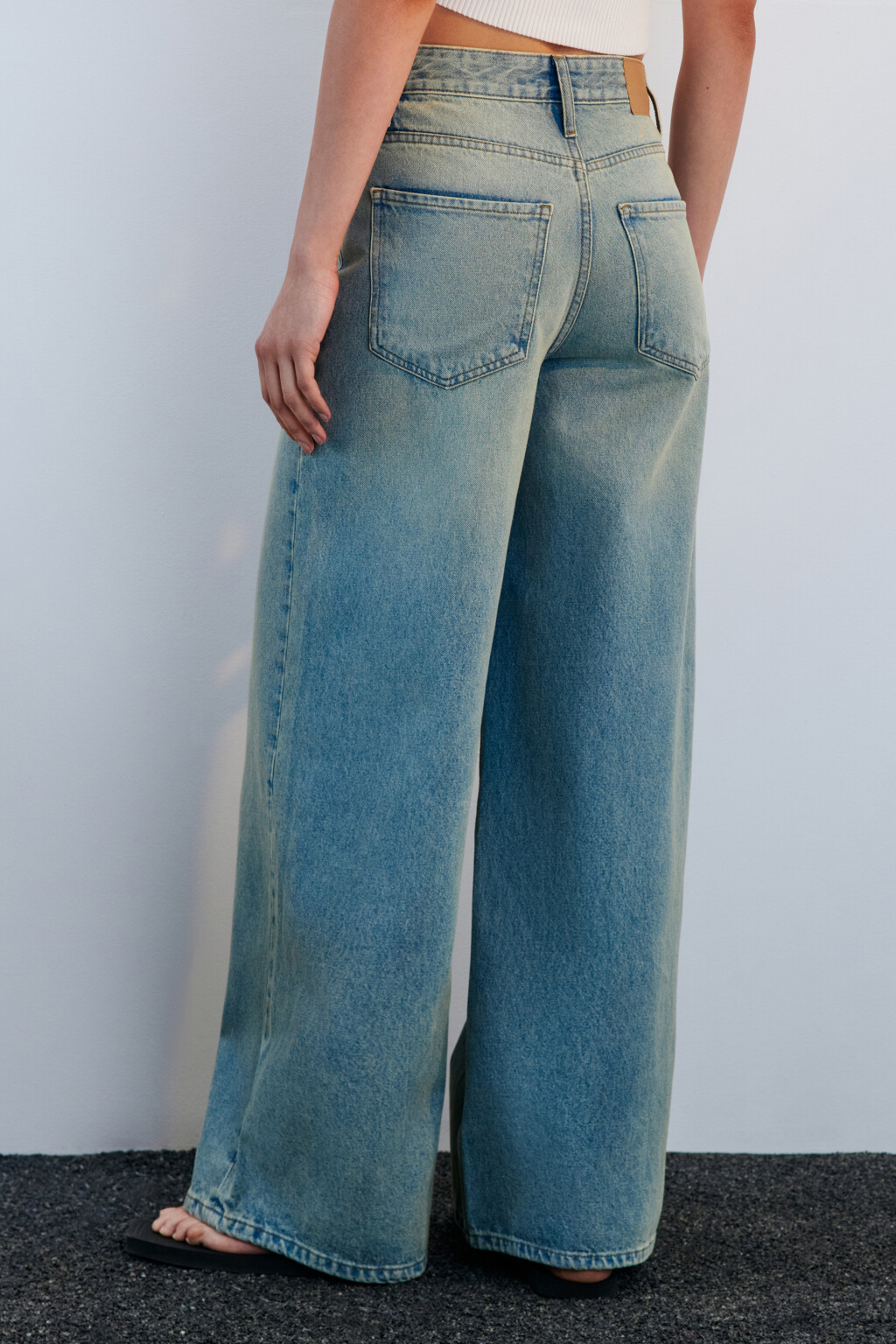 Джинсы широкие с высокой посадкой - цвет синий - 3