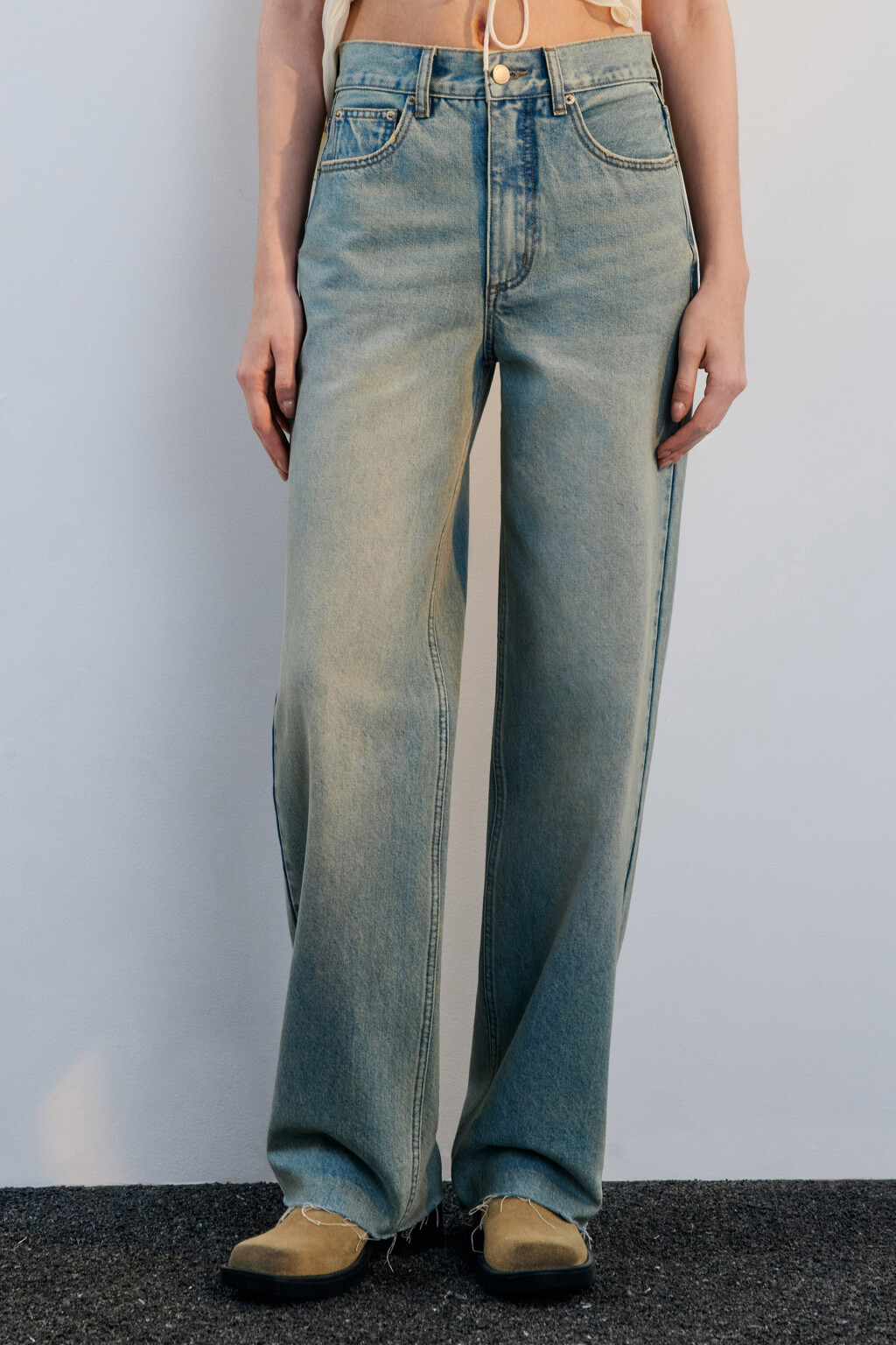 Джинсы прямые с открытыми срезами - цвет синий - 2