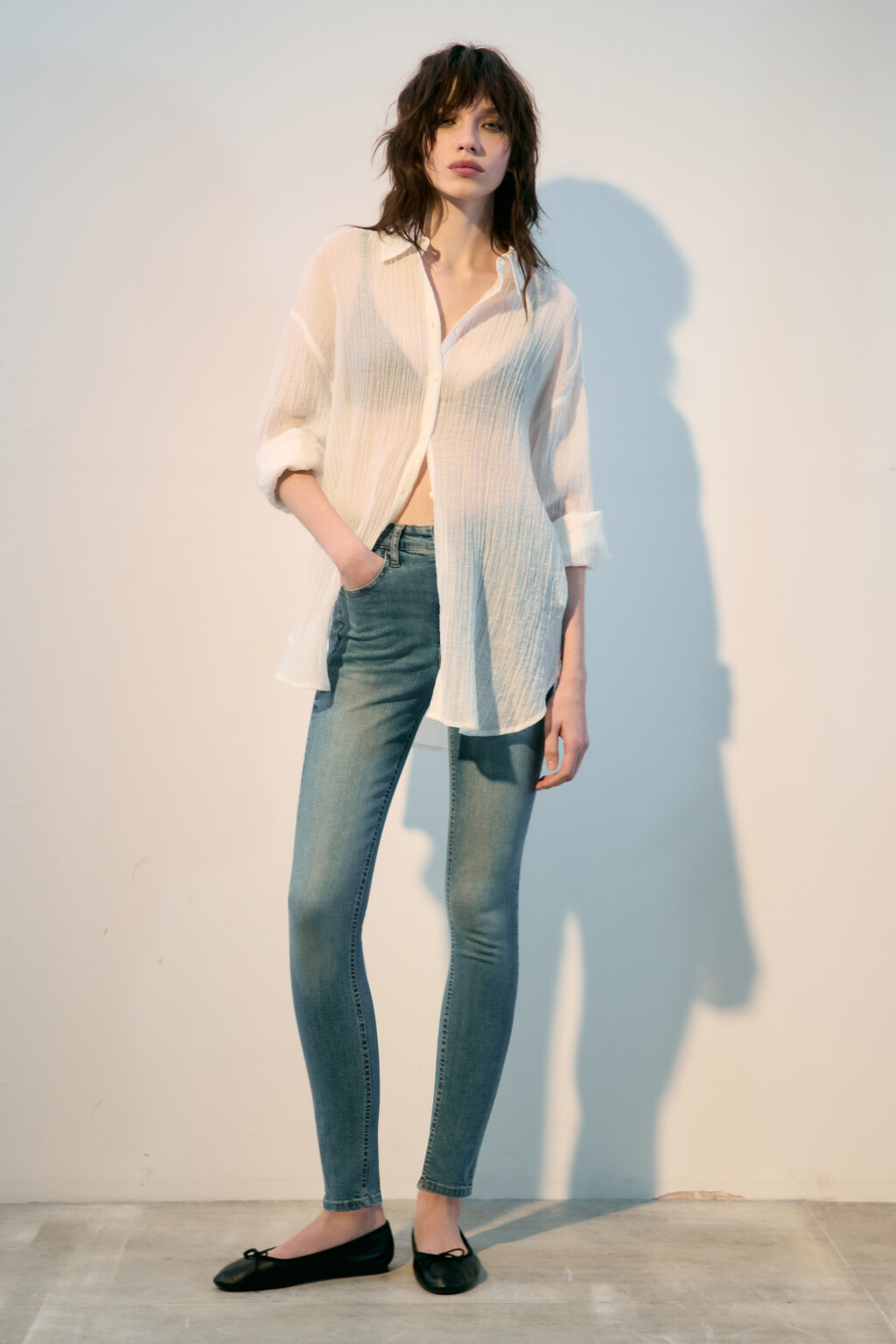 Джинсы облегающие с высокой посадкой - цвет синий - 4