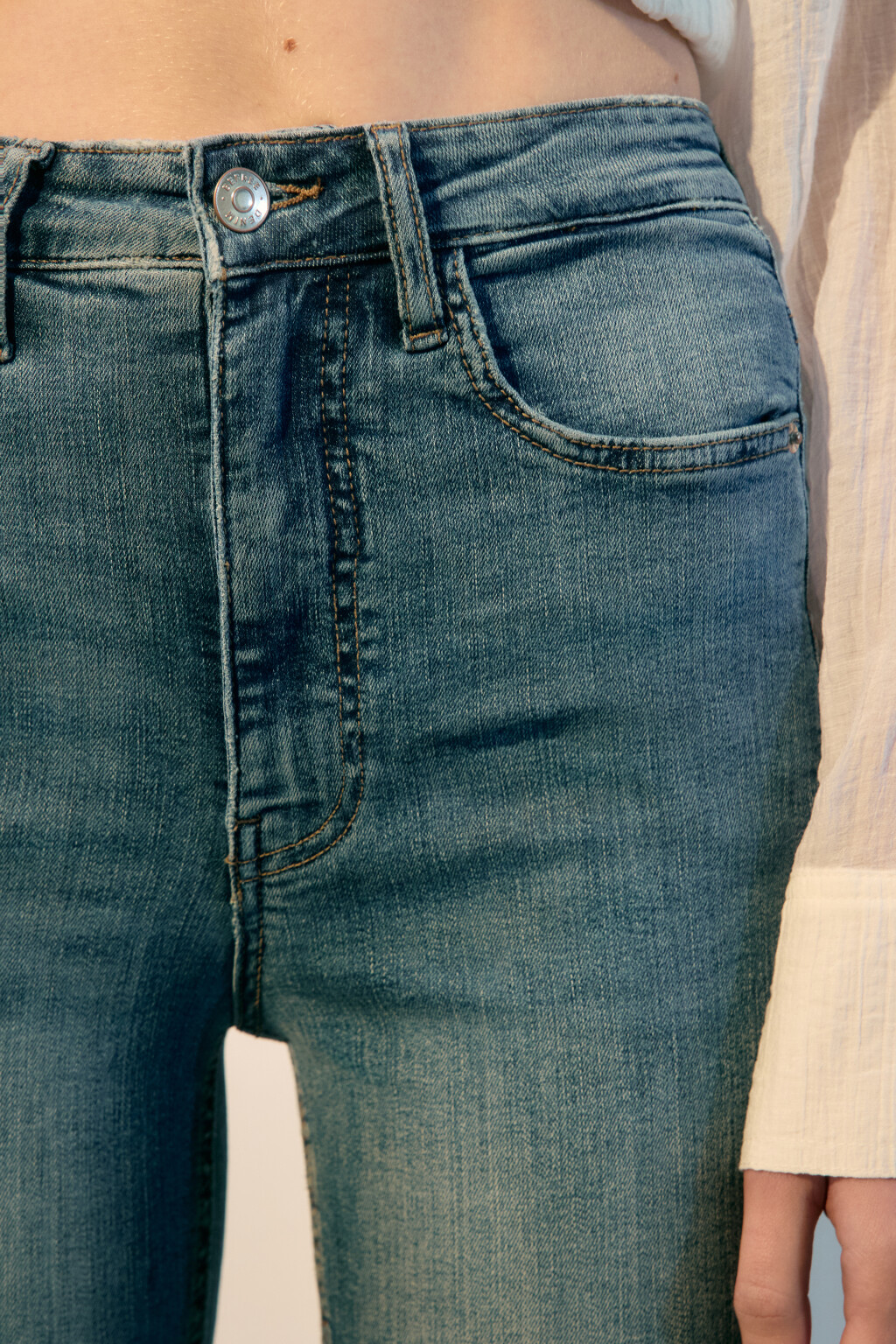 Джинсы облегающие с высокой посадкой - цвет синий - 5