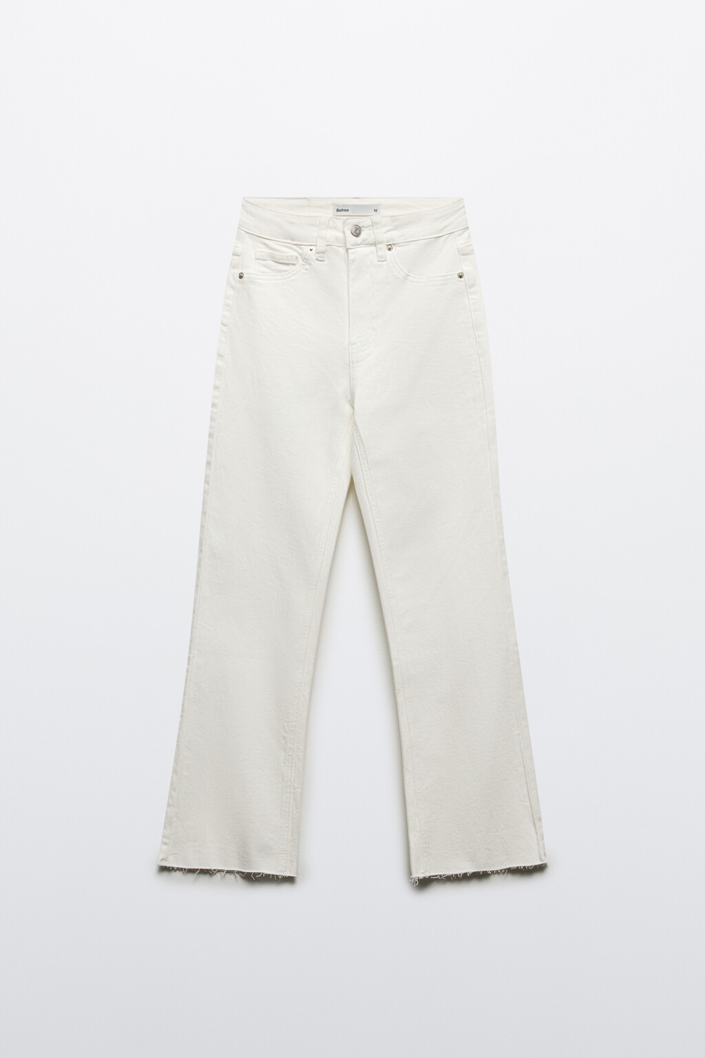Джинсы клеш укороченные с открытыми срезами - цвет белый - 7