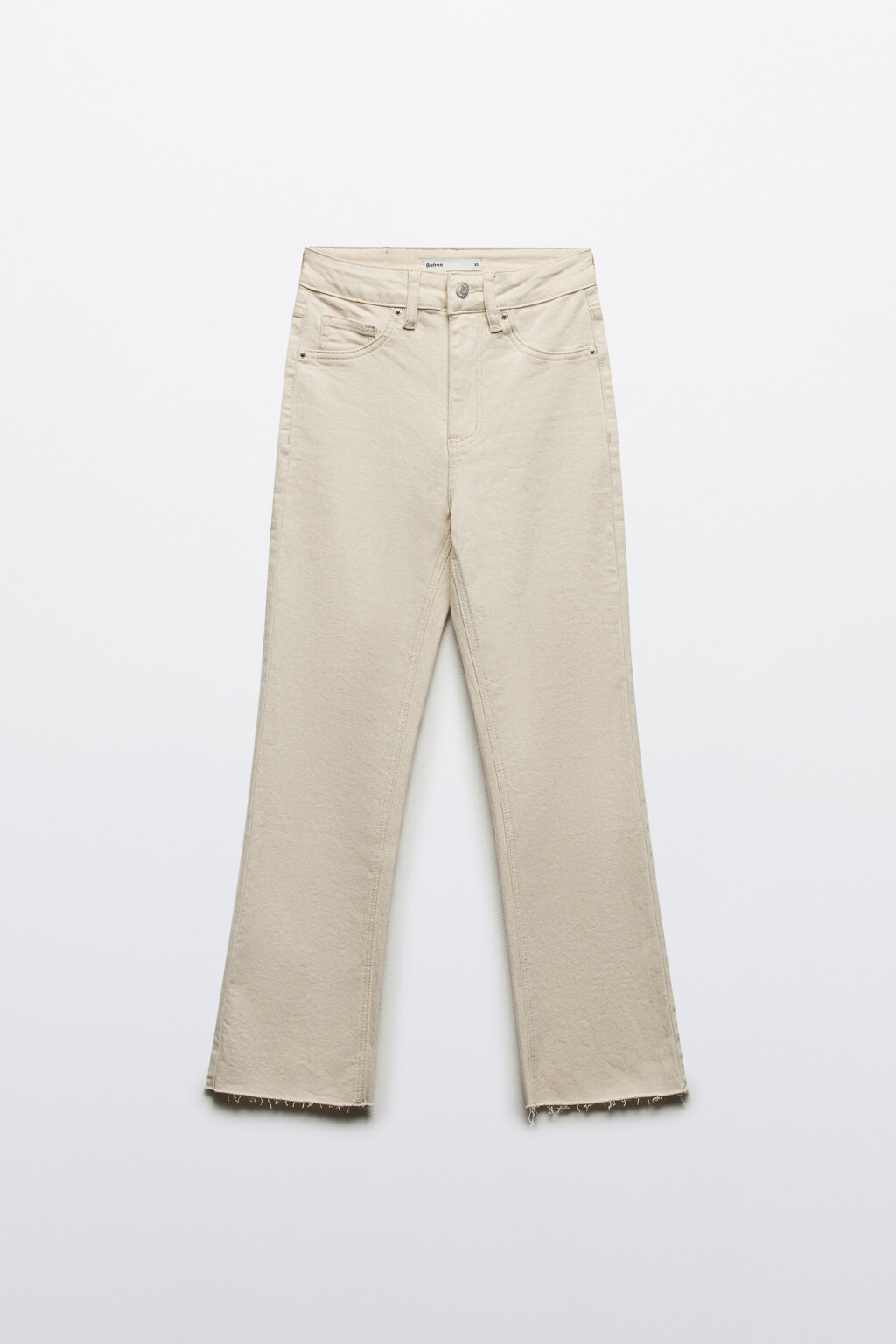 Джинсы клеш укороченные с открытыми срезами - цвет бежевый - 7