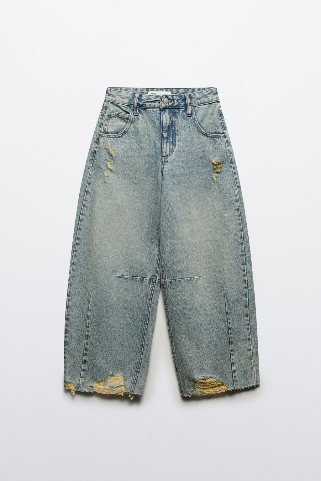 Джинсы barrel fit рваные с потертостями - цвет синий - 7