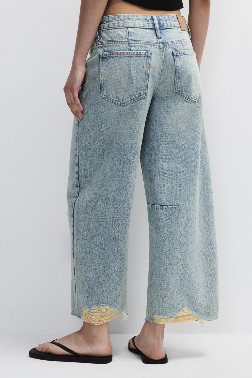 Джинсы barrel fit рваные с потертостями - цвет синий - 3