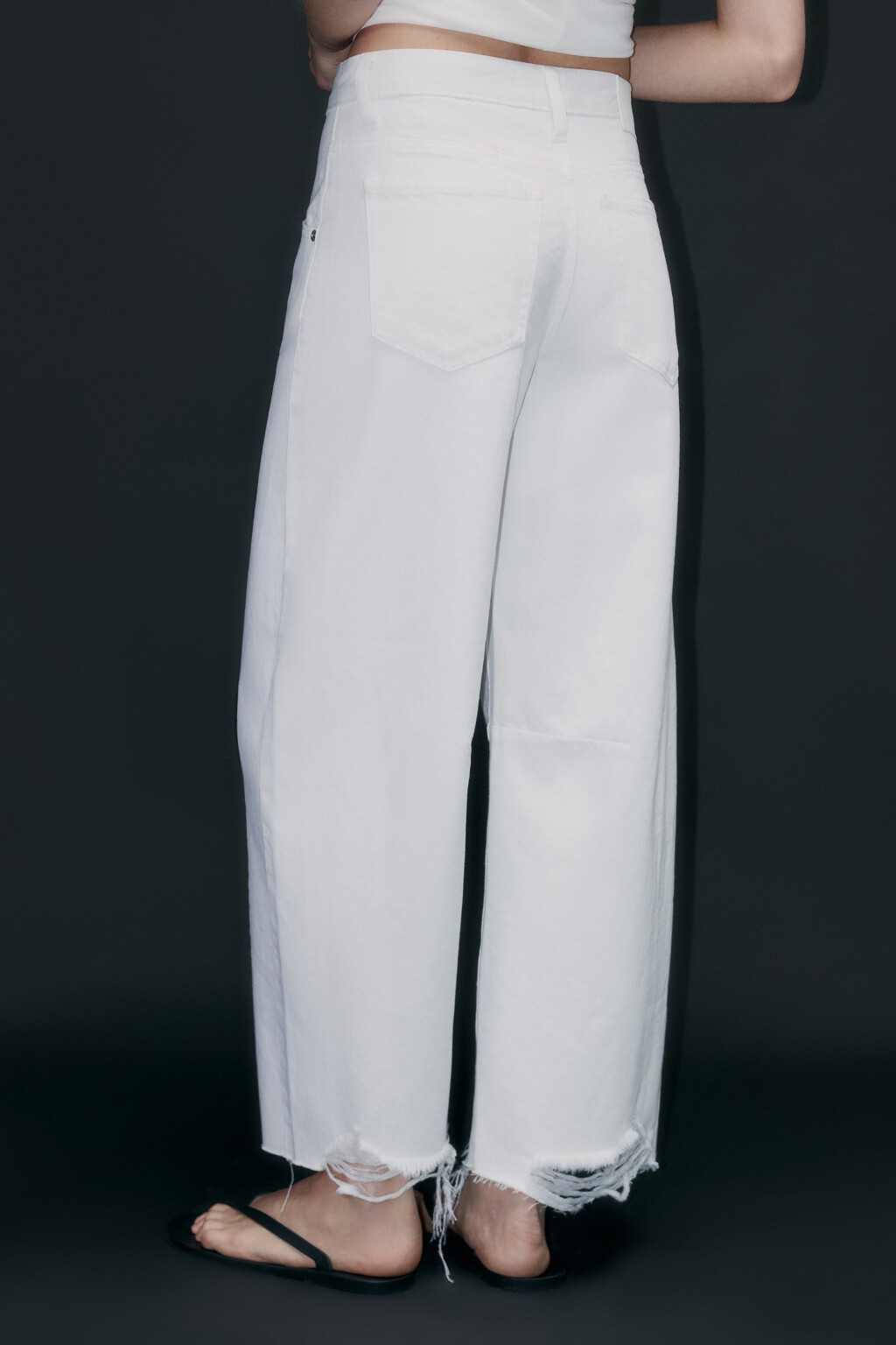 Джинсы barrel fit рваные с потертостями - цвет белый - 3