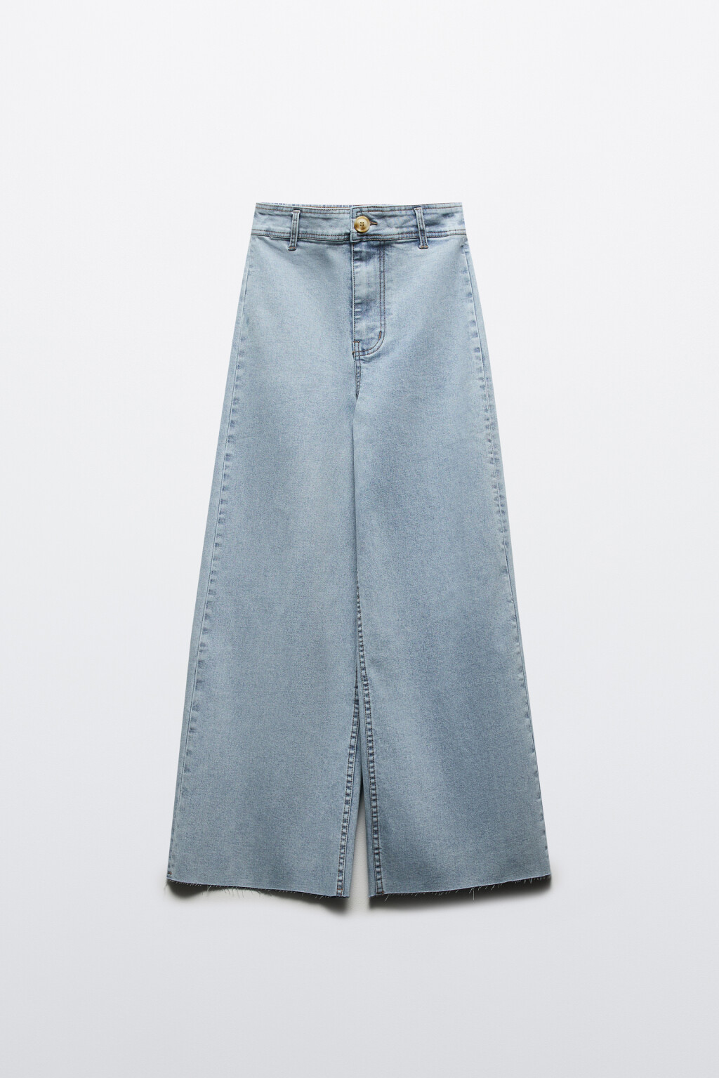 Джинсы широкие укороченные с открытыми срезами - цвет голубой - 7