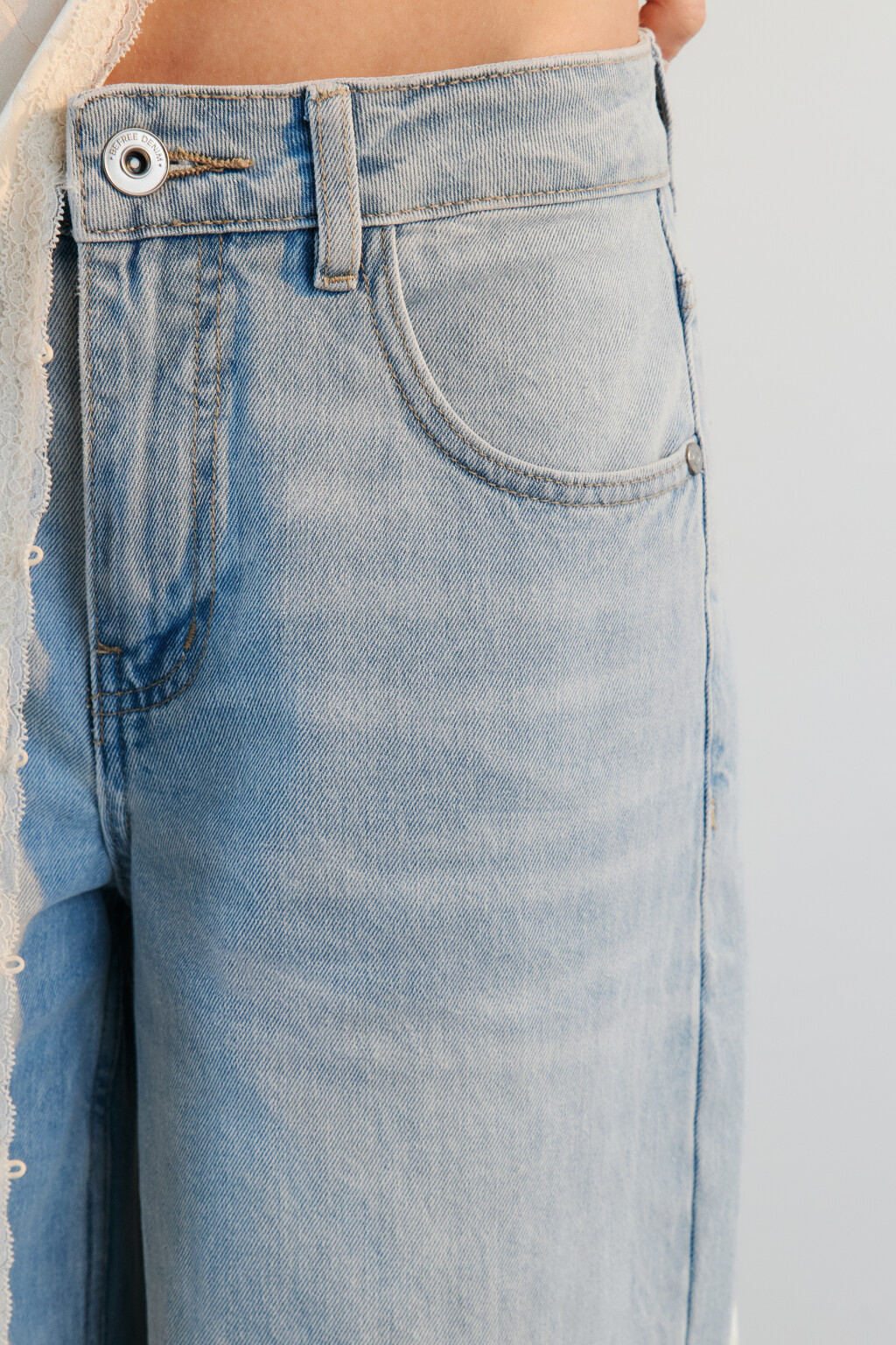 Джинсы широкие со средней посадкой - цвет голубой - 5