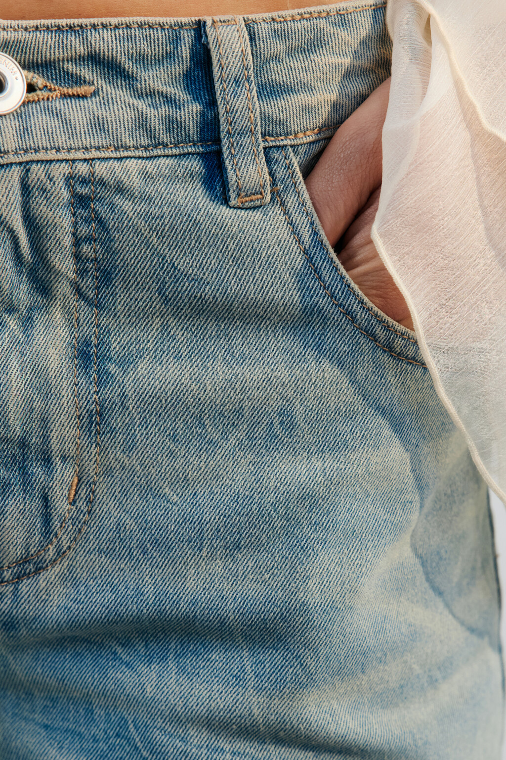 Джинсы широкие со средней посадкой - цвет синий - 6