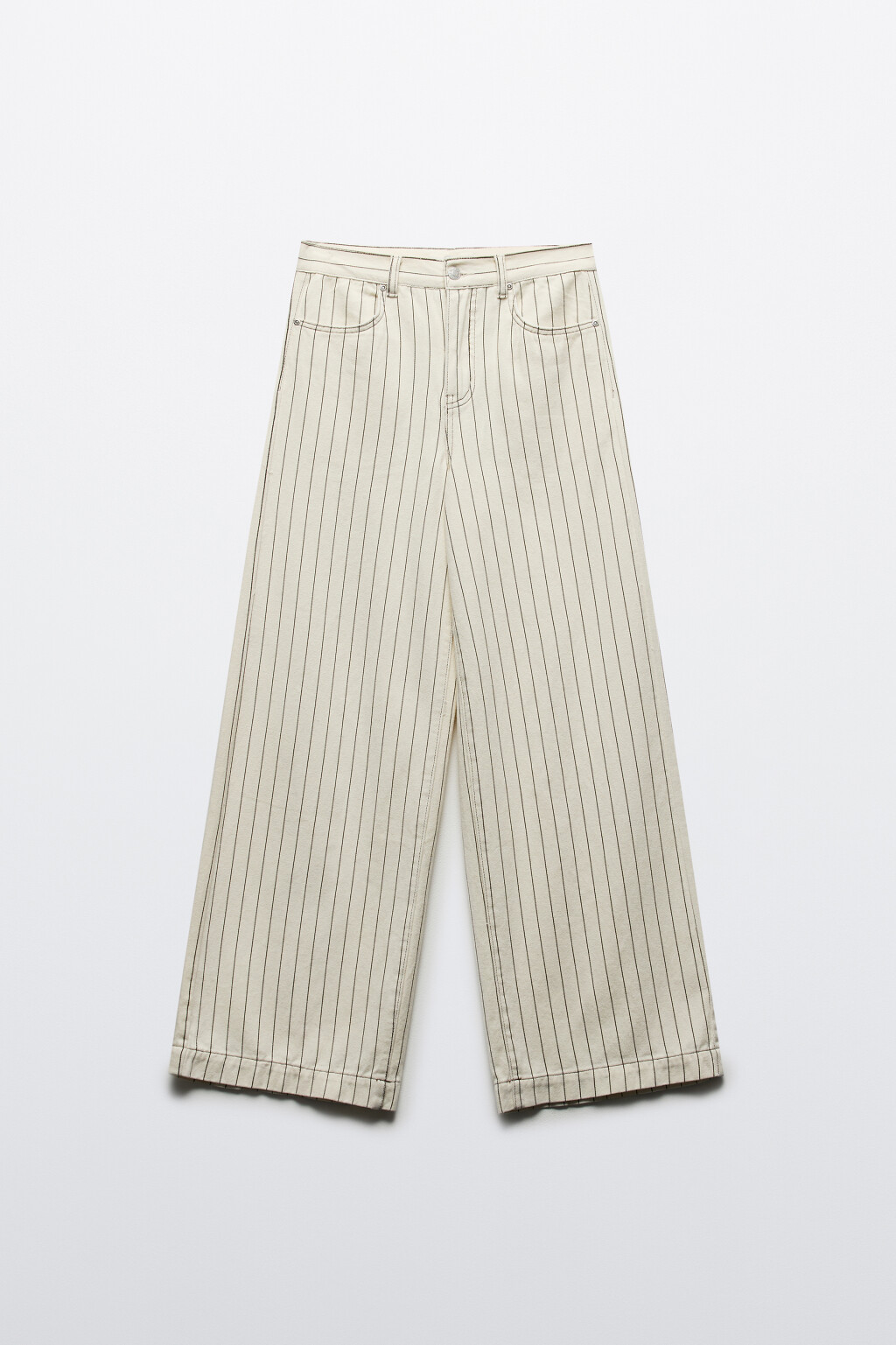 Джинсы широкие с принтом в полоску - цвет бежевый - 9