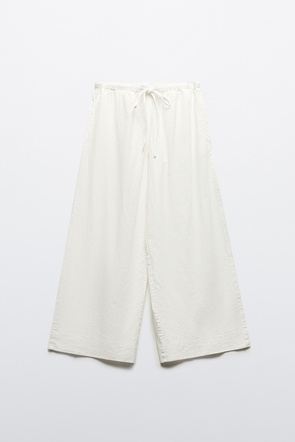 Брюки широкие с поясом на завязках - цвет белый - 7