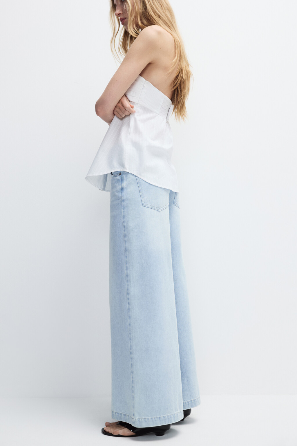 Джинсы экстраширокие со средней посадкой - цвет голубой - 2