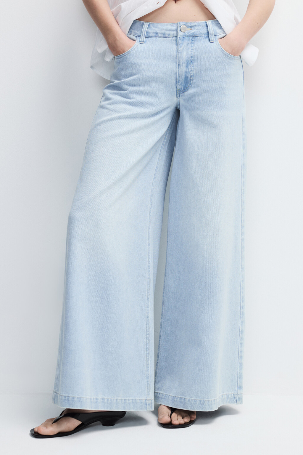 Джинсы экстраширокие со средней посадкой - цвет голубой - 3