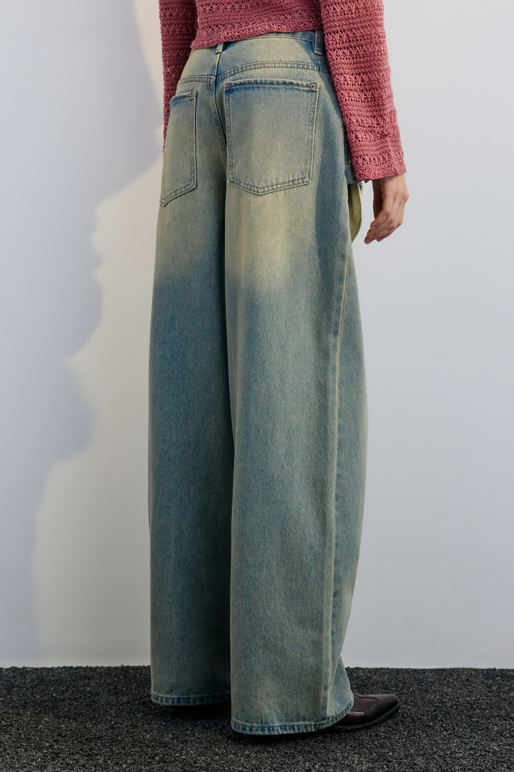 Джинсы широкие с имитацией юбки - цвет синий - 4