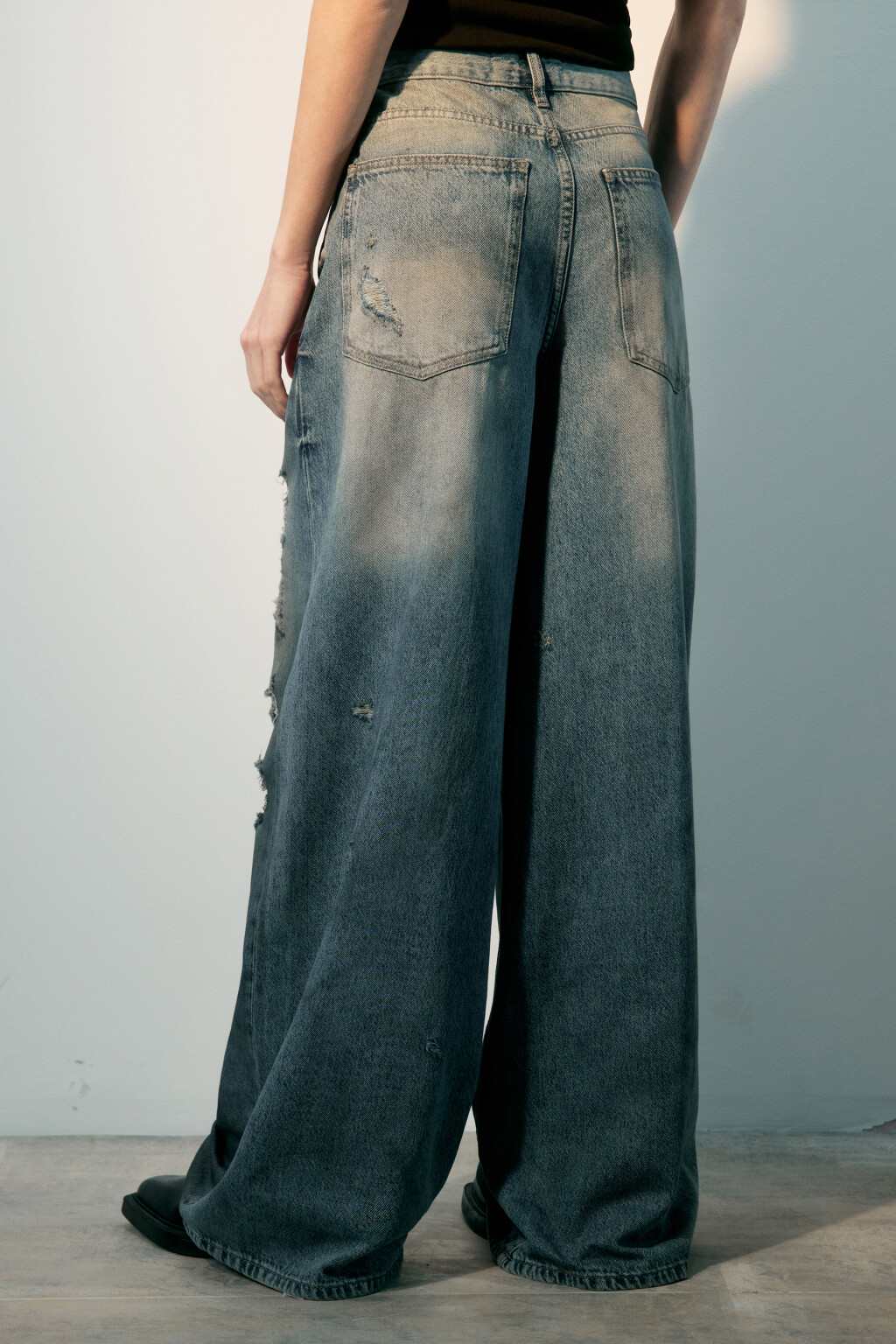 Джинсы baggy fit с состаренным эффектом - цвет синий - 3