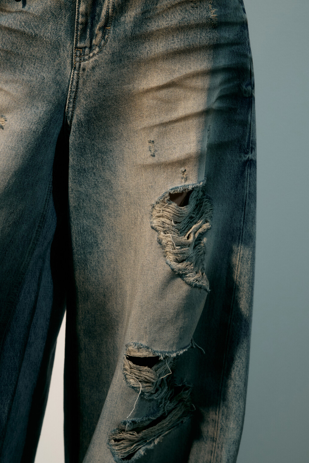 Джинсы baggy fit с состаренным эффектом - цвет синий - 5